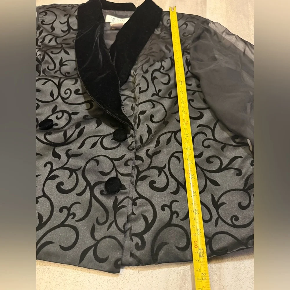 Elegant Black Sheer Sleeve Blazer of velvets